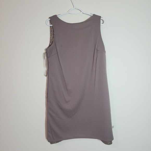 NWT Ann Taylor LOFT Women Wool-Blend Sequin Sleeveless Shift Dress Beige Size10 - Picture 3 of 9